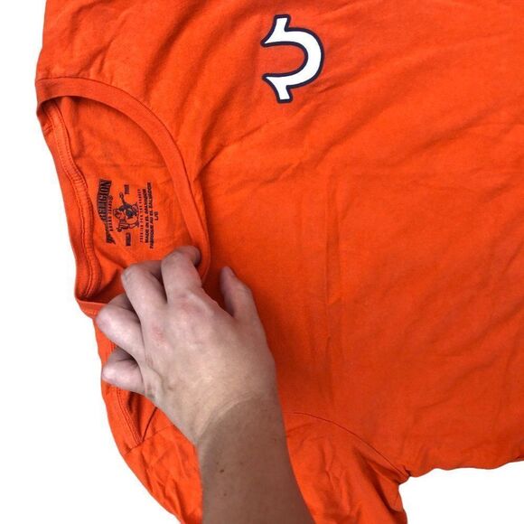 TRUE Religion T Shirt BUDDHA LOGO Shirt BIG LOGO Orange Large - Picture 5 of 12